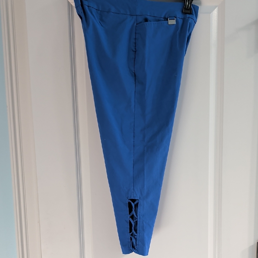 Lulu-B Vibrant Blue Capris with Lattice Accent